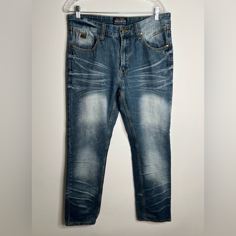 Parish Nation Mens Size 34 Denim Medium Wash Blue